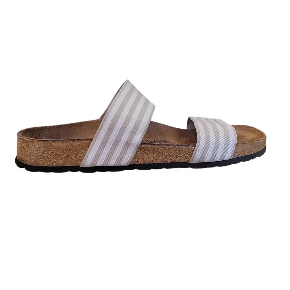 Birkenstock Birkies Womens Curacao Stripe Stretch Straps Sandal Slides 40